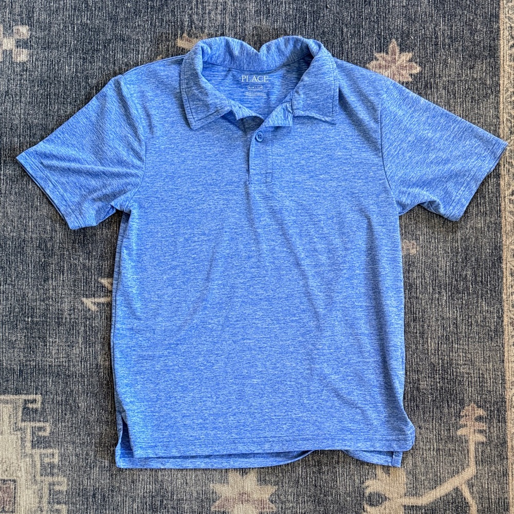 The Children's Place Heathered Light Blue Polo Shirt M 7/8